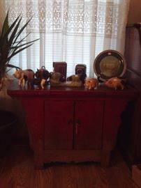 Antique Red Cabinet,Pig Collection,Antique Camera