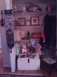 Children's items ,Games,Antique Trunk, Antique Child's Chair, Vintage Baby Clothes,Stained Glass Hanging Lamp,Etc...