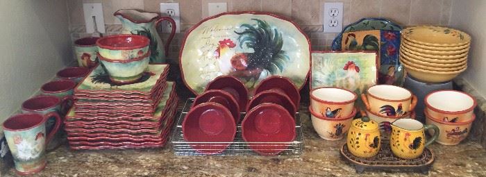 Rooster Dinnerware (Set on left SOLD) 