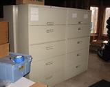 Five drawer lateral filing cabinets.