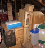 New weight-lifting equipment in boxes.