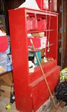 Red painted cupboard.
