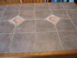 Close-up of tile tabletop detail.