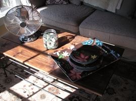 Wrought iron/wood coffee table