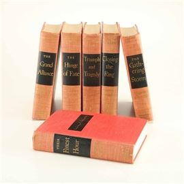 Winston Churchill First Edition Collection: A collection of Winston Churchill’s The Second World War volumes I-VI. This first edition of Churchill’s memoirs includes vol. I Their Finest Hour (1948), vol. II The Grand Alliance (1949), vol. III The Hinge of Fate (1950), vol IV Triumph and Tragedy (1950), vol V Closing the Ring (1951), and vol VI The Gathering Storm (1953). They were published by Houghton Mifflin Company of Boston. These memoirs won Churchill the Nobel Prize in Literature in 1953.