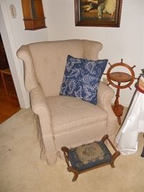 Side chair with small footstool