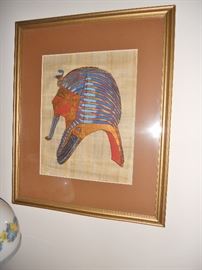 Framed Egyptian picture on papyrus