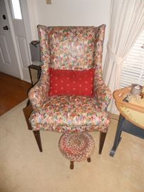 Print side chair and foot stool