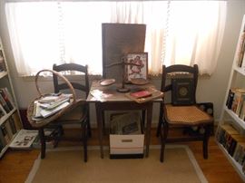 Pair of side chairs and vintage occasional table
