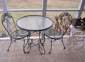 Patio Glass Top Table with 2 Chairs