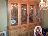 Like New Oak China Cabinet with Mirror Back