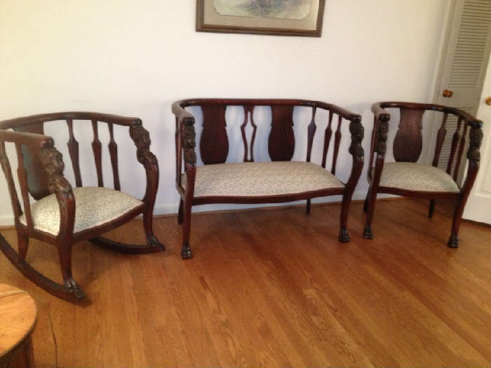Great Empire chair, settee, and rocker. Cir. 1900