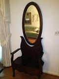 Rare Hanging Mirror Hall Bench