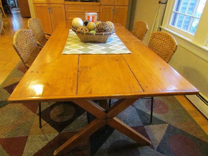 70" x 36" antique sawbuck table - seats 8