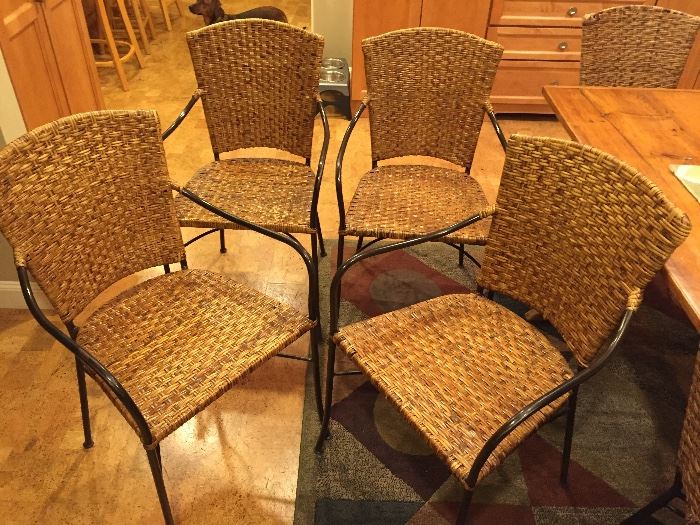 4 rattan/oil rubbed bronze metal arms/legs - perfect condition