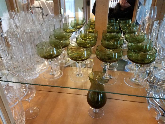 Sasaki green glassware for 12