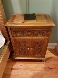 Fruitwood nightstand, one of a pair
