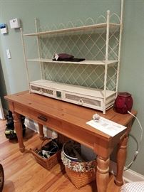 Console table and wire shelving unit