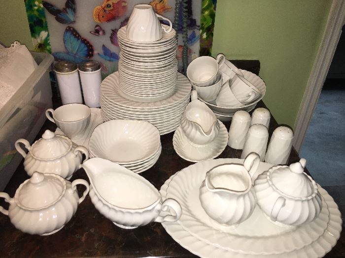 White swirl made in England dinnerware set