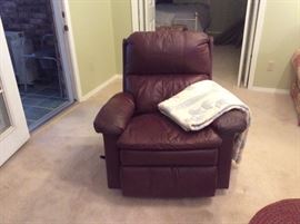 Leather La-Z-Boy rocker recliner, quilt