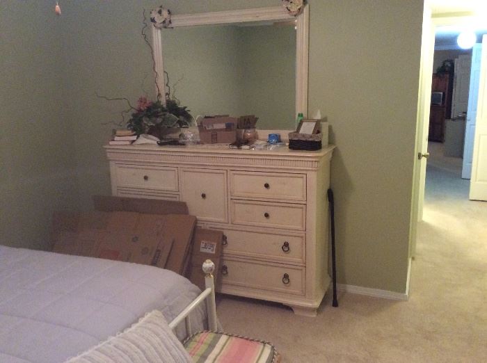 Large dresser with mirror, decor on dresser