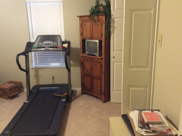 Nice treadmill - like new; smaller TV cabinet, TV 