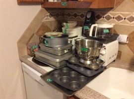 Coffee maker, cake pans, muffin tins, toaster & Ninja