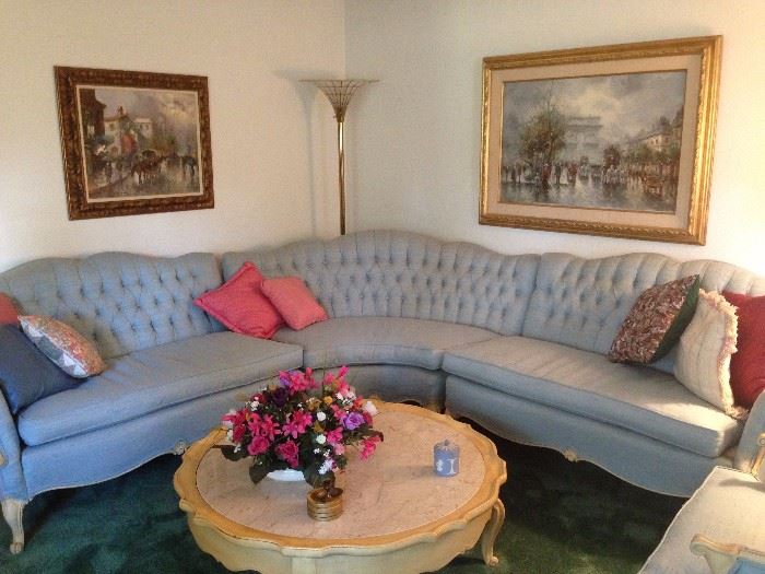 French Provencial Sectional with art
