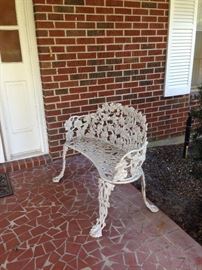 wrought iron bench: child and adult benches are both in the sale