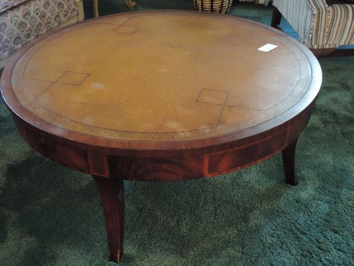 leather topped round coffee table