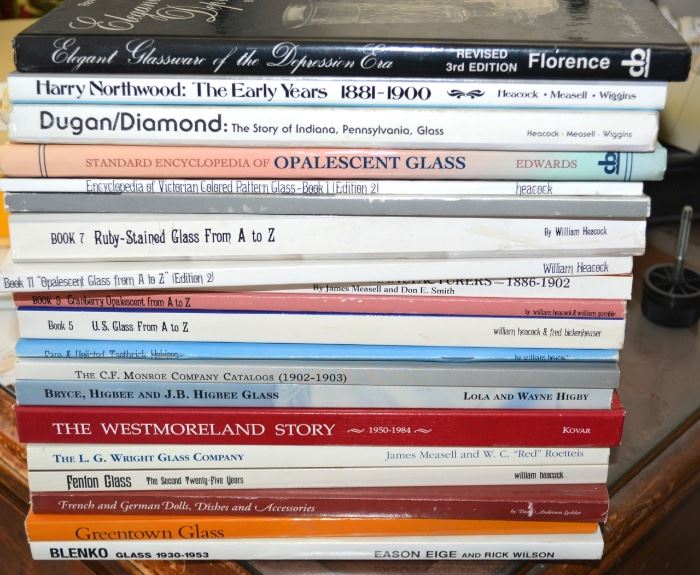 BOOKS on Collectibles:  Dugan, Fenton, Blenko, Westmoreland, Northwood, MORE!!