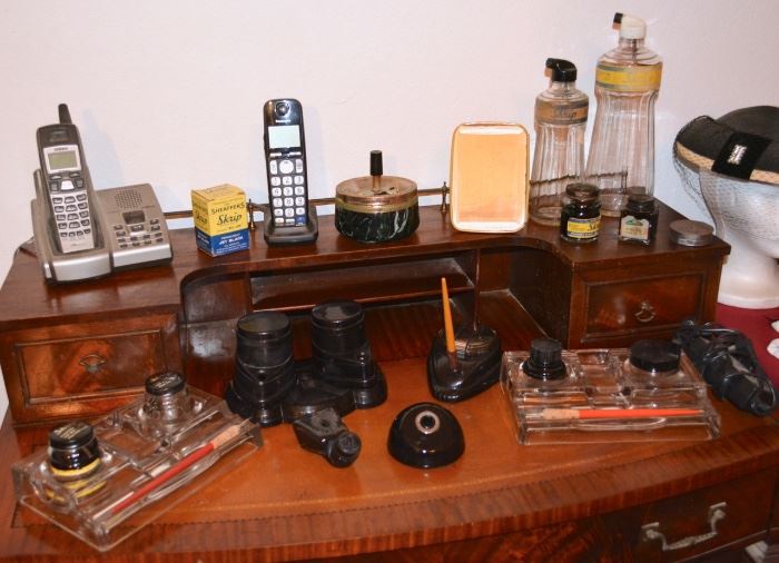 Vintage Inkwells and desk items