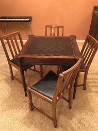 Flip Top Game Table, 4 Art Deco Chairs