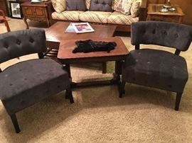 2 Matching Side Chairs and Antique Side Table