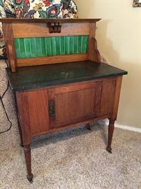 Antique Marble top tile Back Washstand