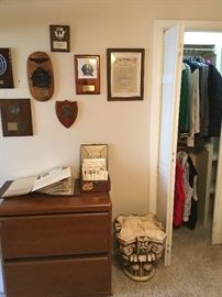 File Cabinet, Gold stamp Replicas, Navy Plaques, Winter Coats