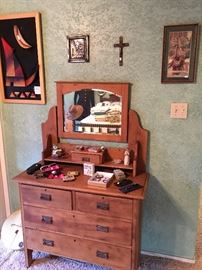Antique Pine Dresser with Mirror