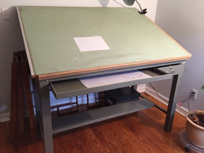 #8 Metal drafting table 56x30x35 top 43 w $150