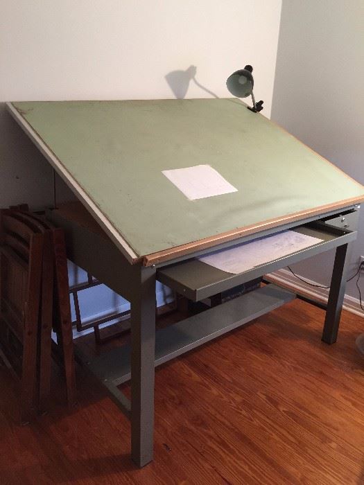 #8 Metal drafting table 56x30x35 top 43 w $150