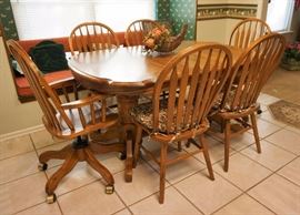 Oak dining table and chairs