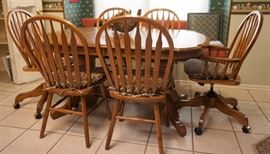 Oak dining table and chairs