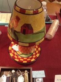 Country Design Candle Shade and Plate