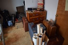 Maps and posters and vintage luggage