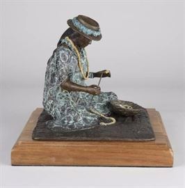 Lei Maker. Bronze sculpture by Lark Dimond. Size 7x6.5in. Koa wood base 8.5x8.5in. Weight 10lbs including base. year 1999. Buy it now $650. 