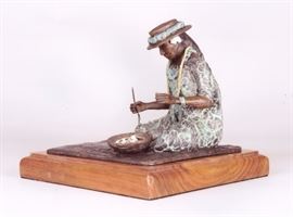 Lei Maker. Bronze sculpture by Lark Dimond. Size 7x6.5in. Koa wood base 8.5x8.5in. Weight 10lbs including base. year 1999. Buy it now $650. 