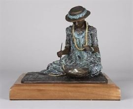 Lei Maker. Bronze sculpture by Lark Dimond. Size 7x6.5in. Koa wood base 8.5x8.5in. Weight 10lbs including base. year 1999. Buy it now $650. 
