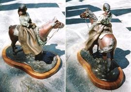 Pau U Rider. Skirt Early 1900s Country Girl. Bronze sculpture by Lark Dimond. Size 14x8in. Koa wood base 16x9in. Weight 26.5lbs including base. year 1999. Buy it now $1750. 