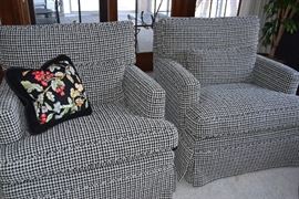 Pair of Hounds tooth Upholstered Chairs in excellent condition.