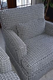 Pair of Hounds tooth Upholstered Chairs in excellent condition.