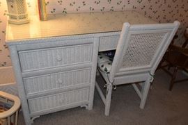 Child's wicker desk and chair